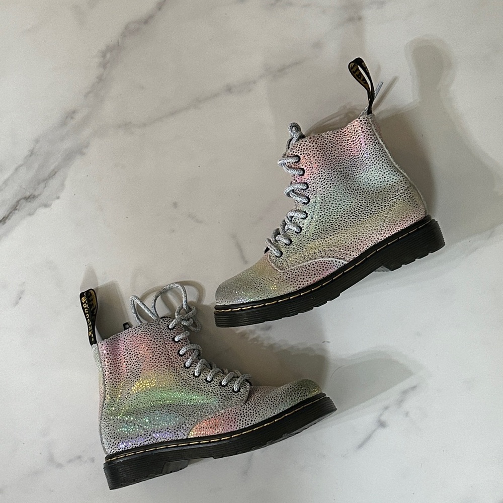 Dr. Martens 1460 Pascal J Iridescent Rainbow Zip Boots Girls Youth 9